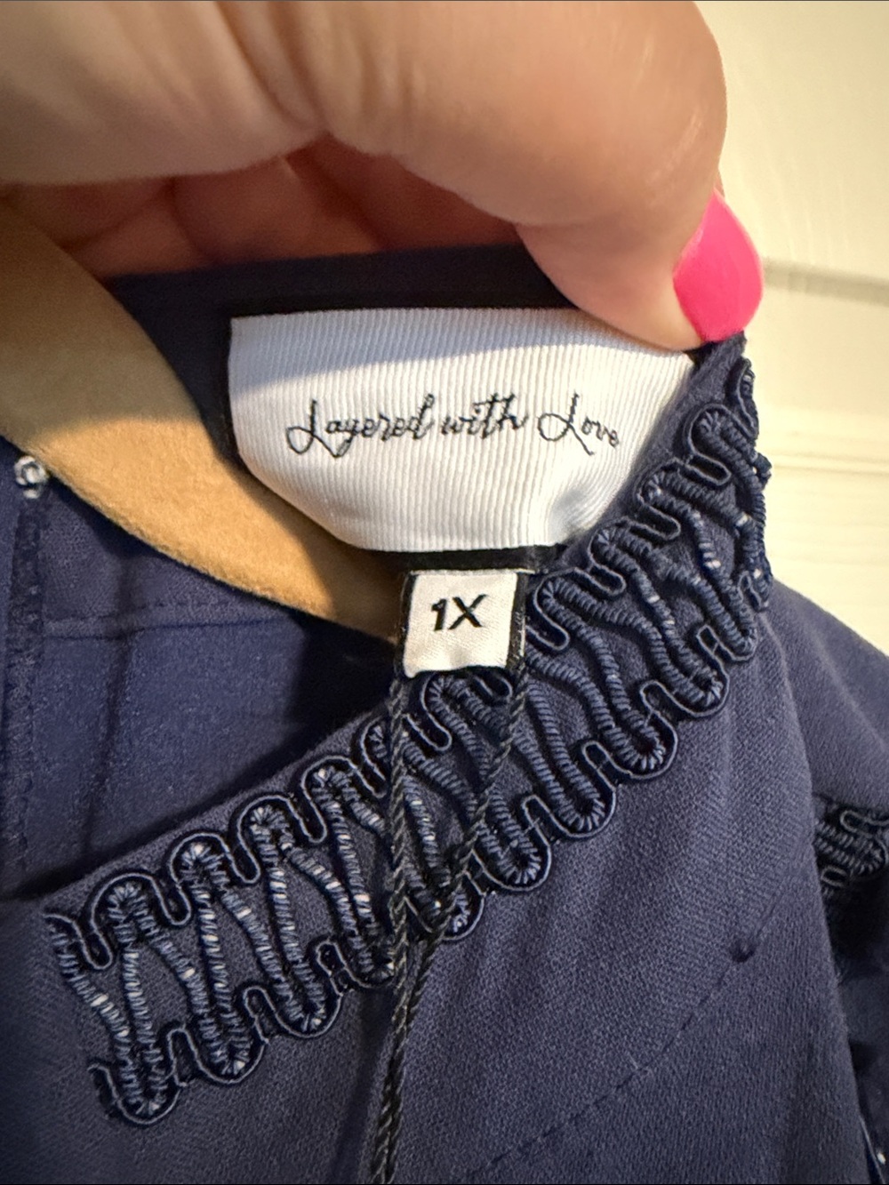 Navy Blue Pom Pom Trim Tunic/Dress - Picture 2 of 5